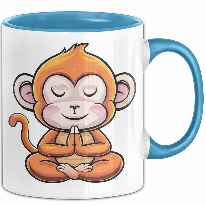 Lustiger Affe Tasse Geschenkidee In Yoga Pose Für Yoga Lehrer Blau Trendation