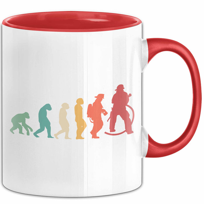 Feuerwehrmann Tasse Geschenk Evolution Geschenkidee Freiwillige Feuerwehr Rot Trendation
