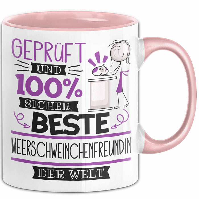 Beste Meerschweinchenfreundin Der Welt Tasse Geschenk für Eine Meerschweinchenfreundin Geprüft Und Sicher Geschenkidee Geburtstag Weihnachten Rosa Trendation