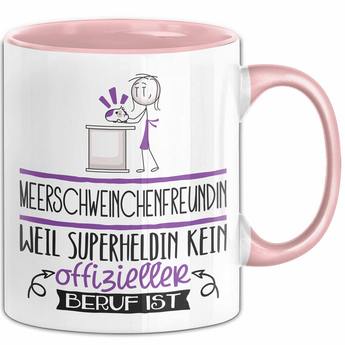 Meerschweinchenfreundin Geschenk Tasse Lustiger Spruch Meerschweinchenfreundin Weil Superheldin Kein Offizieller Beruf Ist Geschenkidee Rosa Trendation