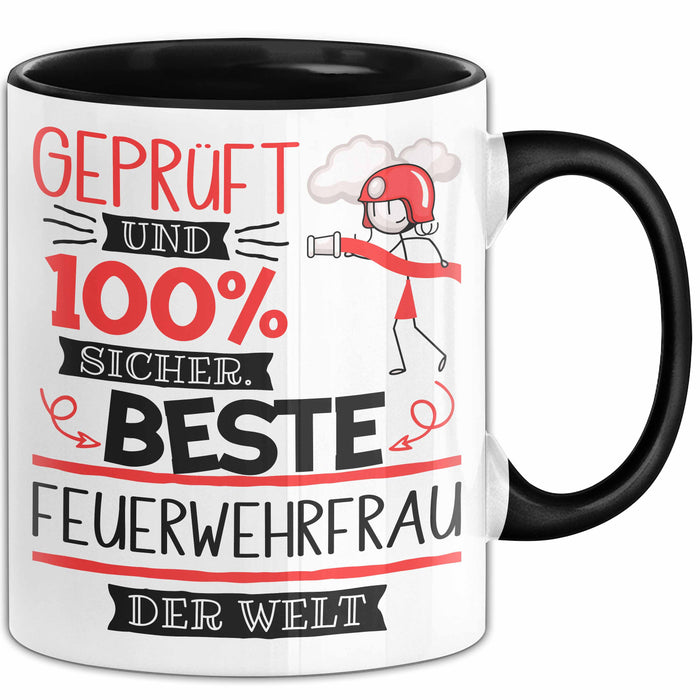 Beste Feuerwehrfrau Der Welt Tasse Geschenk für Eine Feuerwehrfrau Geprüft Und Sicher Geschenkidee Geburtstag Weihnachten Trendation