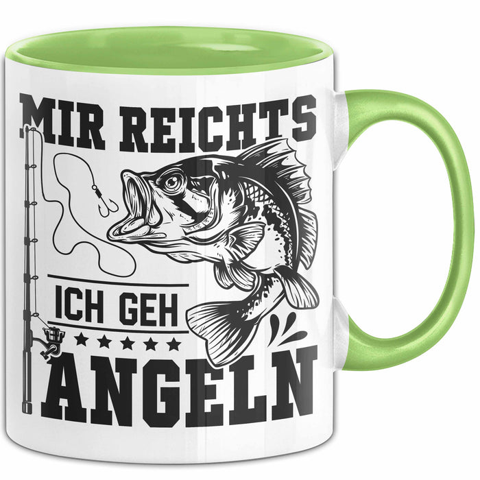 Mir Reichts Ich Geh Angeln Tasse Geschenk Für Angler Kaffee-Becher Grün Trendation