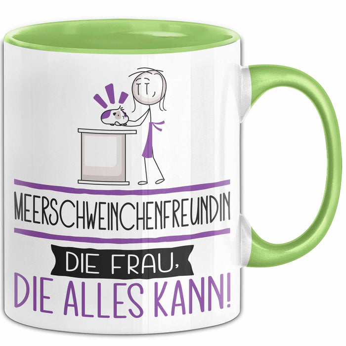 Meerschweinchenfreundin Geschenk Tasse Becher Die Frau Die Allen Kann Geschenkidee für eine Meerschweinchenfreundin Lustig Grün Trendation