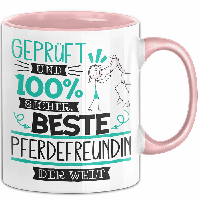 Beste Pferdefreundin Der Welt Tasse Geschenk für Eine Pferdefreundin Geprüft Und Sicher Geschenkidee Geburtstag Weihnachten Rosa Trendation