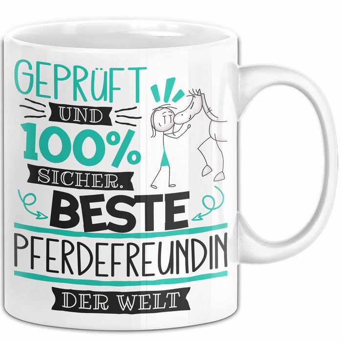 Beste Pferdefreundin Der Welt Tasse Geschenk für Eine Pferdefreundin Geprüft Und Sicher Geschenkidee Geburtstag Weihnachten Weiß Trendation