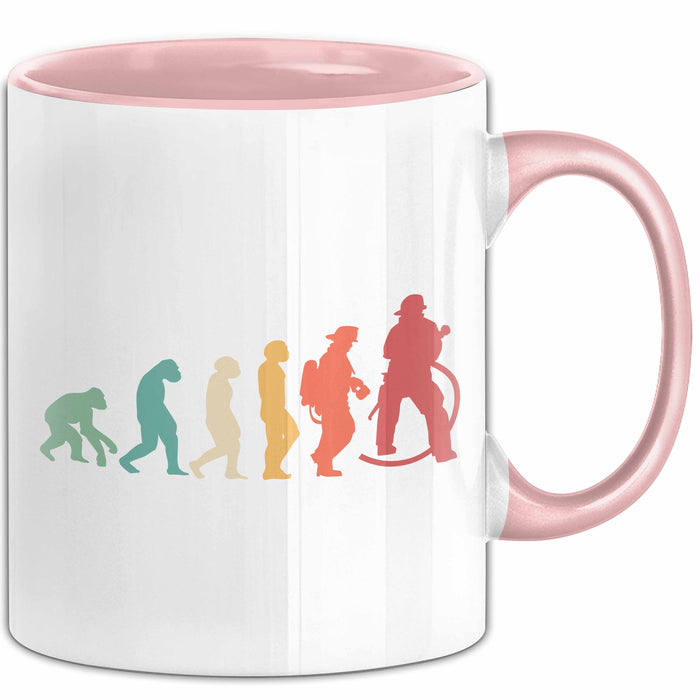Feuerwehrmann Tasse Geschenk Evolution Geschenkidee Freiwillige Feuerwehr Rosa Trendation
