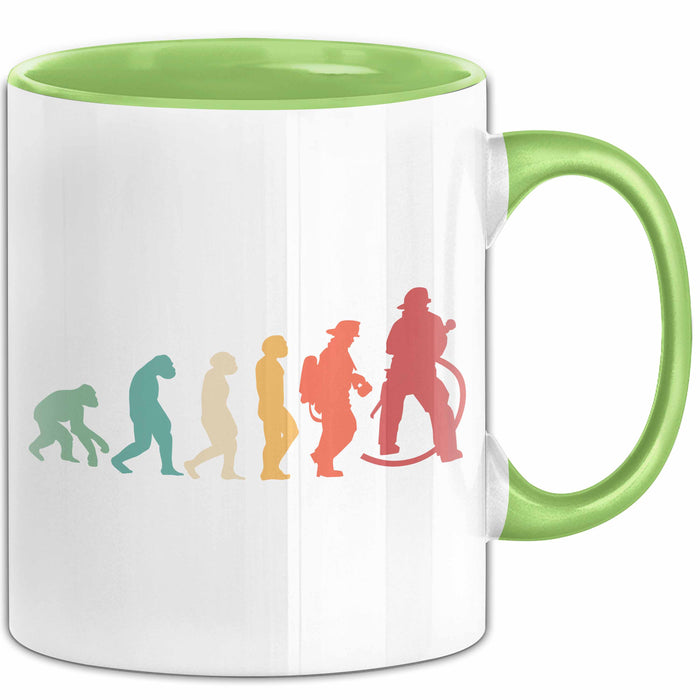 Feuerwehrmann Tasse Geschenk Evolution Geschenkidee Freiwillige Feuerwehr Grün Trendation