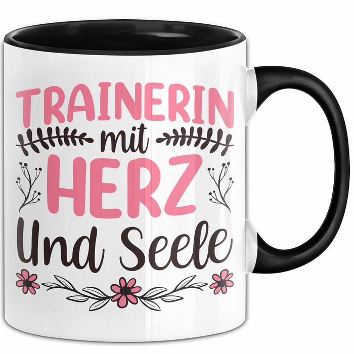 Trainerin Tasse Geschenk Für Beste Trainerin Mit Herz Und Selle Eishockey Fußball Basketball Kaffee-Becher Trendation