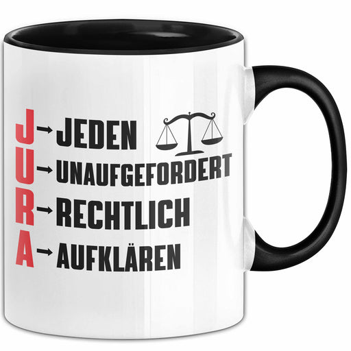 Jurist Tasse Geschenk Jeden Unaufgefordert Rechtlich Aufklären Jura-Studium Geburtstag Kaffee-Becher Trendation