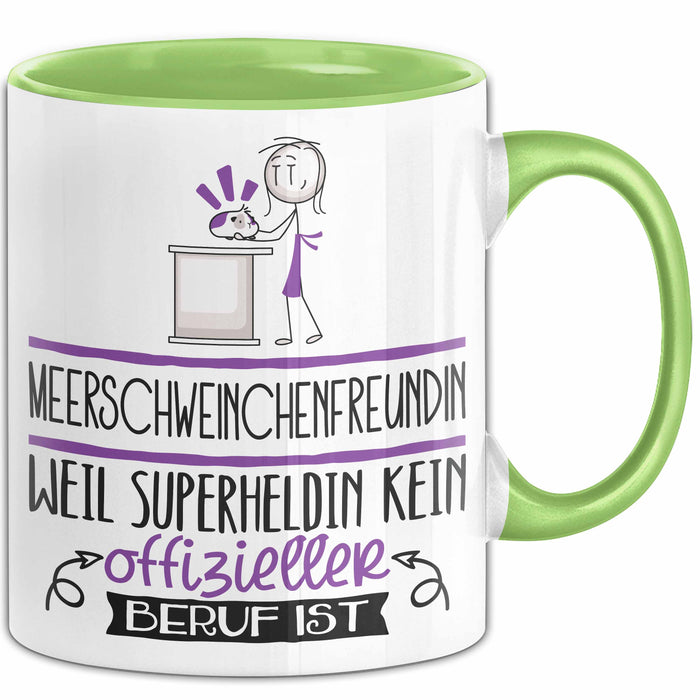 Meerschweinchenfreundin Geschenk Tasse Lustiger Spruch Meerschweinchenfreundin Weil Superheldin Kein Offizieller Beruf Ist Geschenkidee Grün Trendation