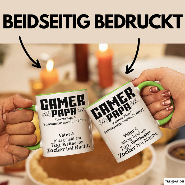 Gamer Papa Tasse Geschenk Vater Zocker Geschenkidee Vatertag Bester Papa Grün Trendation