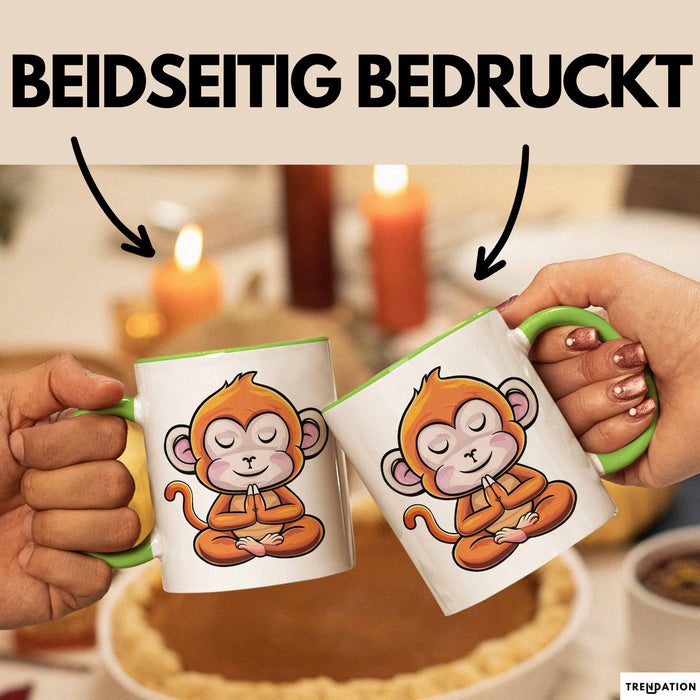 Lustiger Affe Tasse Geschenkidee In Yoga Pose Für Yoga Lehrer Grün Trendation