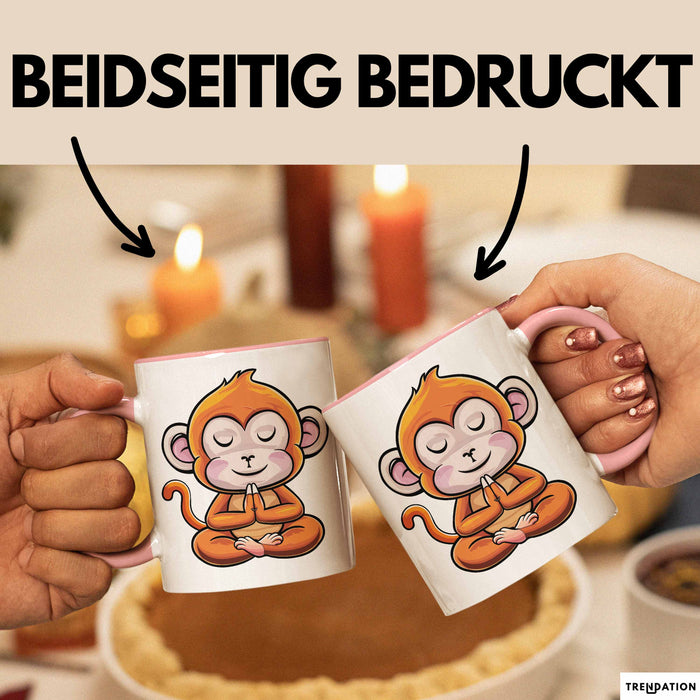 Lustiger Affe Tasse Geschenkidee In Yoga Pose Für Yoga Lehrer Rosa Trendation