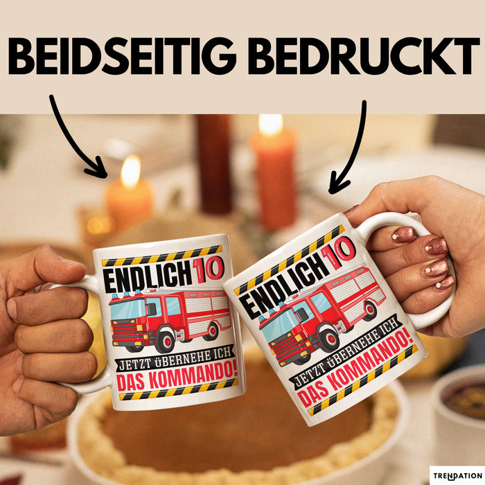 10. Geburtstag Geschenk Tasse Becher Feuerwehr Fan Jungs Jetzt Übernehme Ich Das Kommando Endlich 10 Weiß Trendation