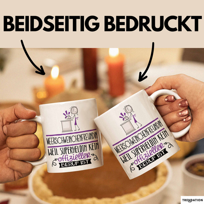 Meerschweinchenfreundin Geschenk Tasse Lustiger Spruch Meerschweinchenfreundin Weil Superheldin Kein Offizieller Beruf Ist Geschenkidee Weiß Trendation