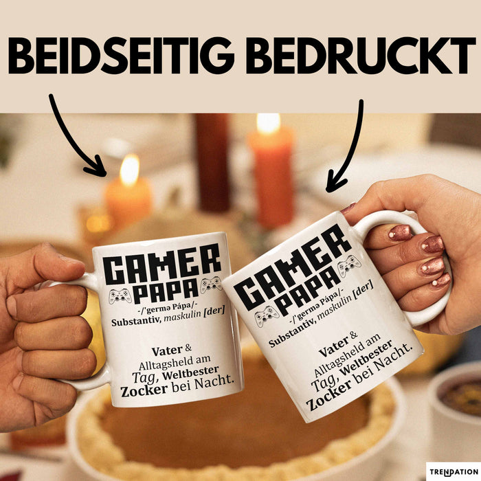 Gamer Papa Tasse Geschenk Vater Zocker Geschenkidee Vatertag Bester Papa Weiß Trendation