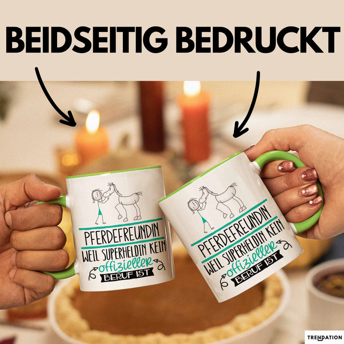 Pferdefreundin Geschenk Tasse Lustiger Spruch Pferdefreundin Weil Superheldin Kein Offizieller Beruf Ist Geschenkidee Grün Trendation