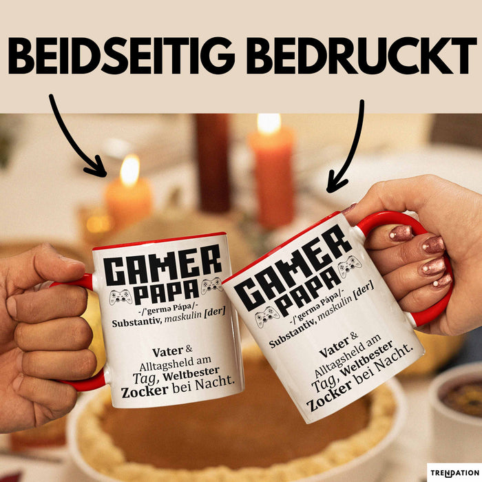 Gamer Papa Tasse Geschenk Vater Zocker Geschenkidee Vatertag Bester Papa Rot Trendation