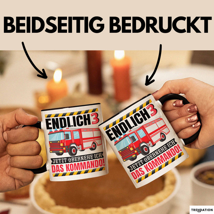 3. Geburtstag Geschenk Tasse Becher Feuerwehr Fan Jungs Jetzt Übernehme Ich Das Kommando Endlich 3 Trendation