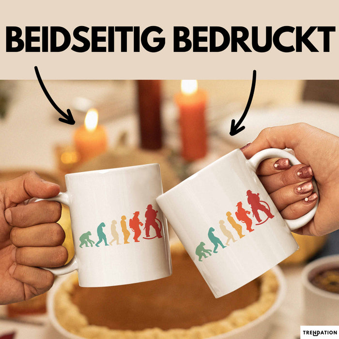 Feuerwehrmann Tasse Geschenk Evolution Geschenkidee Freiwillige Feuerwehr Weiß Trendation