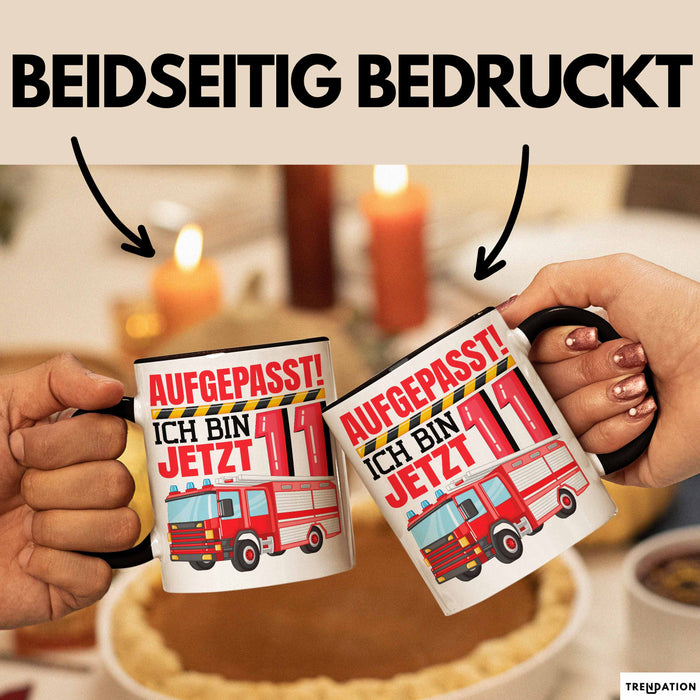11. Geburtstag Geschenk Tasse Becher Jungs Feuerwehr Aufgepasst Ich Bin Jetzt 11 Trendation