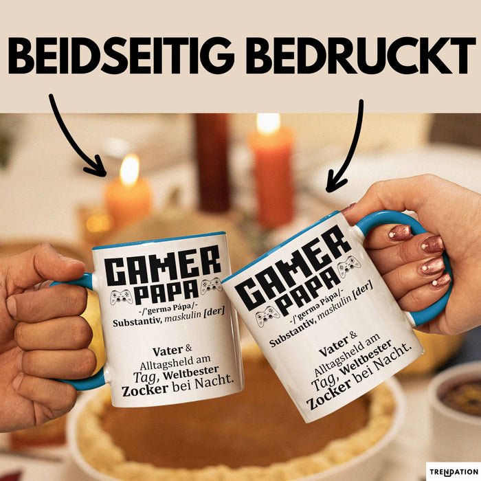 Gamer Papa Tasse Geschenk Vater Zocker Geschenkidee Vatertag Bester Papa Blau Trendation