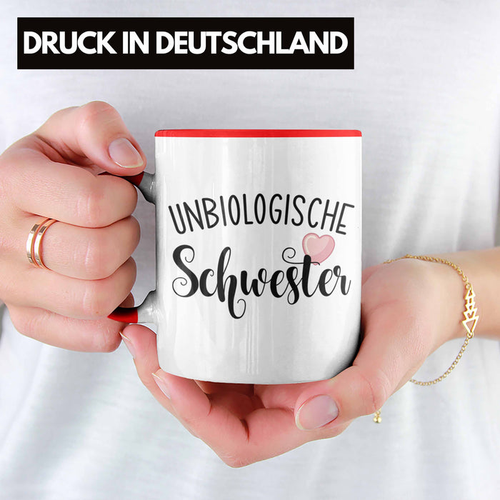 Beste Freundin Tasse Geschenk Unbiologische Schwestern Bff Set Kaffee-Tasse Rot Trendation