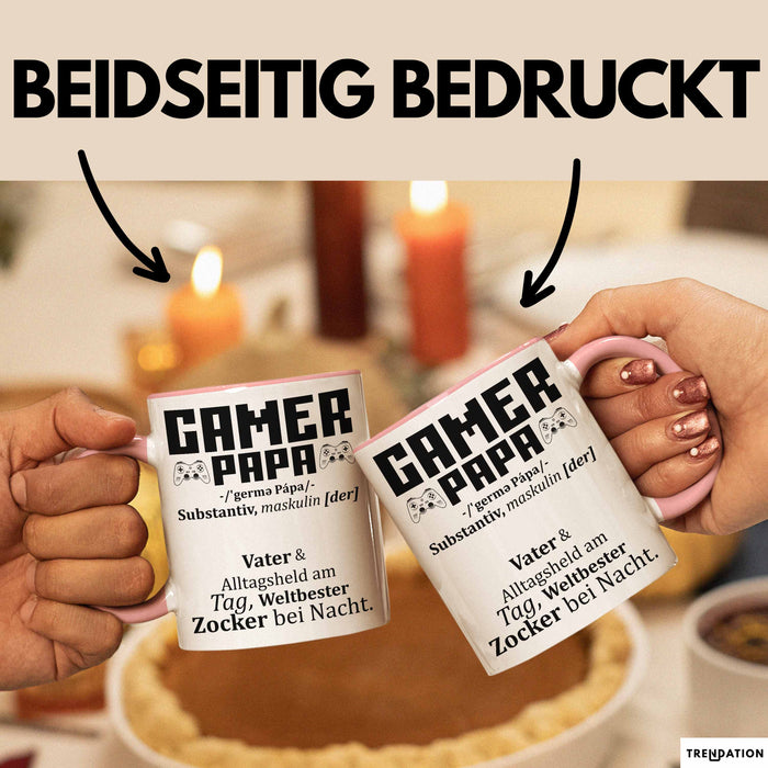 Gamer Papa Tasse Geschenk Vater Zocker Geschenkidee Vatertag Bester Papa Rosa Trendation
