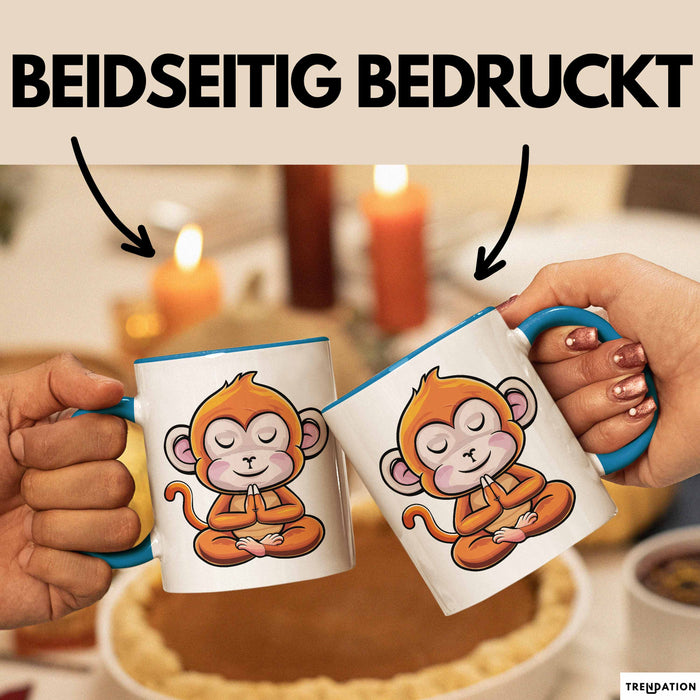 Lustiger Affe Tasse Geschenkidee In Yoga Pose Für Yoga Lehrer Blau Trendation