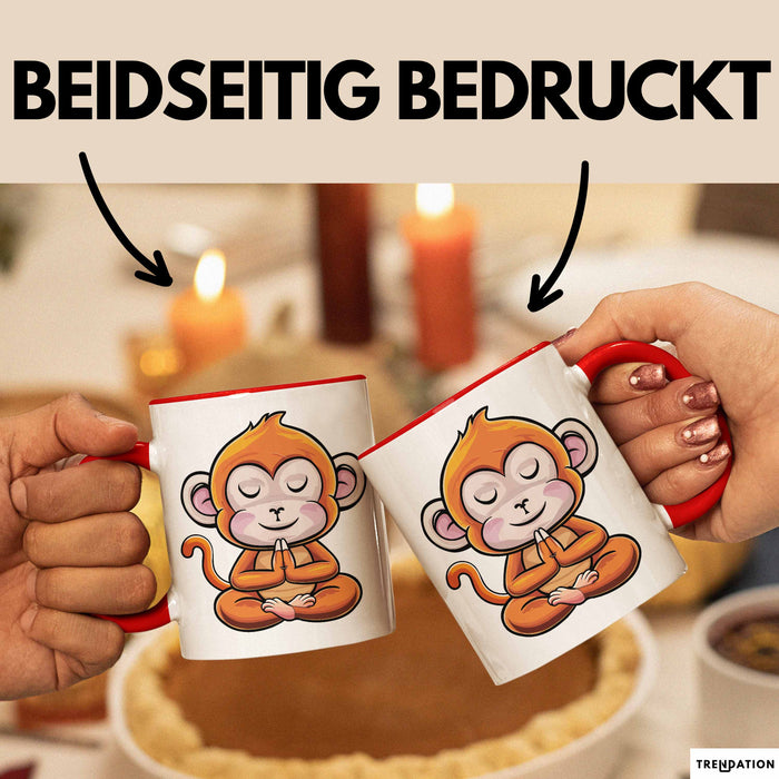 Lustiger Affe Tasse Geschenkidee In Yoga Pose Für Yoga Lehrer Rot Trendation
