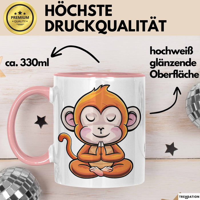 Lustiger Affe Tasse Geschenkidee In Yoga Pose Für Yoga Lehrer Rosa Trendation