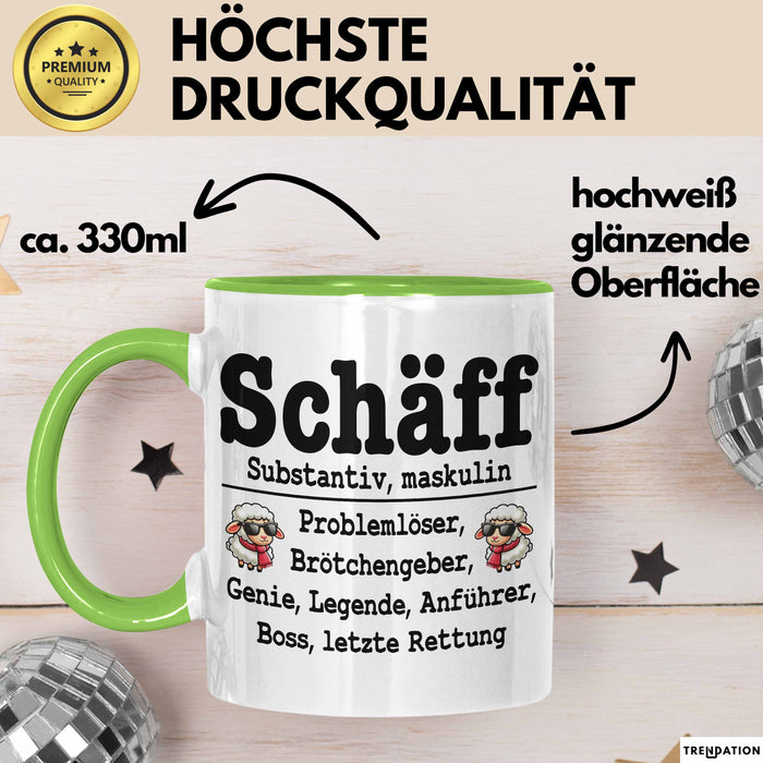 Chef Tasse Geschenk Schäff Geschenkidee Für De Besten Chef Kaffee-Becher Grün Trendation