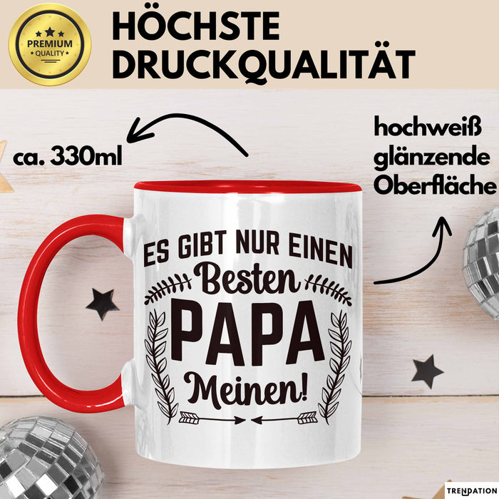 Papa Tasse Geschenk Zum Vatertag Es Gibt Nur Einen Besten Papa Meinen Kaffee-Becher Rot Trendation