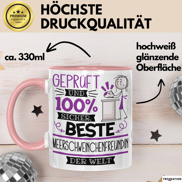 Beste Meerschweinchenfreundin Der Welt Tasse Geschenk für Eine Meerschweinchenfreundin Geprüft Und Sicher Geschenkidee Geburtstag Weihnachten Rosa Trendation
