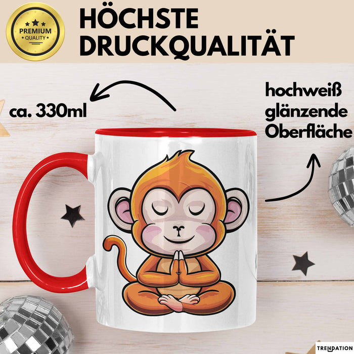 Lustiger Affe Tasse Geschenkidee In Yoga Pose Für Yoga Lehrer Rot Trendation