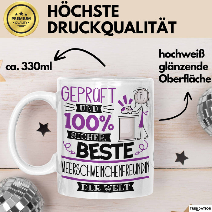 Beste Meerschweinchenfreundin Der Welt Tasse Geschenk für Eine Meerschweinchenfreundin Geprüft Und Sicher Geschenkidee Geburtstag Weihnachten Weiß Trendation