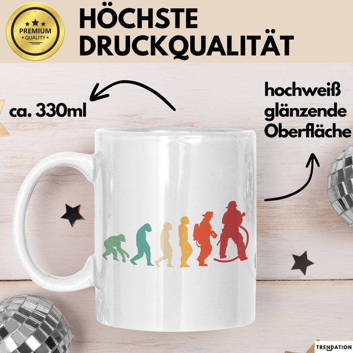 Feuerwehrmann Tasse Geschenk Evolution Geschenkidee Freiwillige Feuerwehr Weiß Trendation