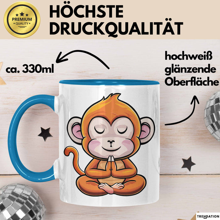 Lustiger Affe Tasse Geschenkidee In Yoga Pose Für Yoga Lehrer Blau Trendation