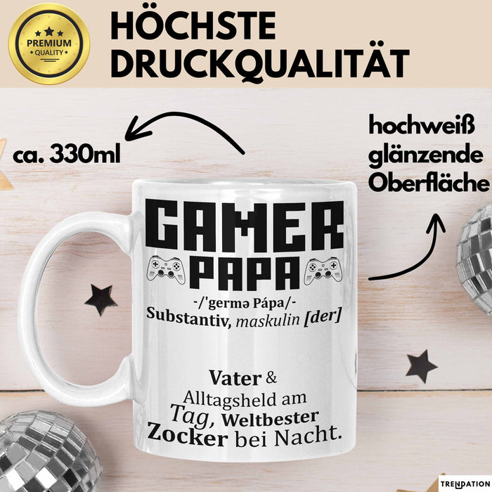 Gamer Papa Tasse Geschenk Vater Zocker Geschenkidee Vatertag Bester Papa Weiß Trendation