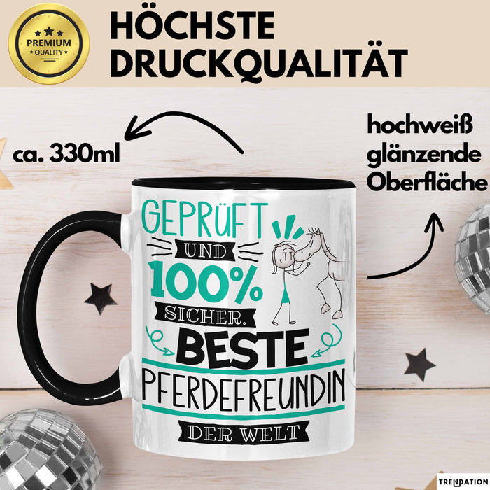 Beste Pferdefreundin Der Welt Tasse Geschenk für Eine Pferdefreundin Geprüft Und Sicher Geschenkidee Geburtstag Weihnachten Trendation