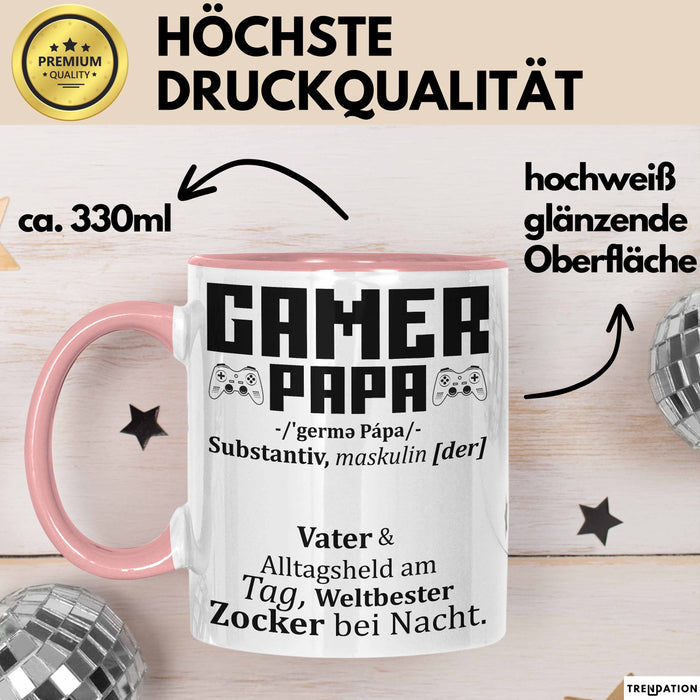 Gamer Papa Tasse Geschenk Vater Zocker Geschenkidee Vatertag Bester Papa Rosa Trendation
