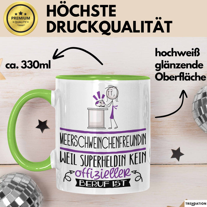 Meerschweinchenfreundin Geschenk Tasse Lustiger Spruch Meerschweinchenfreundin Weil Superheldin Kein Offizieller Beruf Ist Geschenkidee Grün Trendation