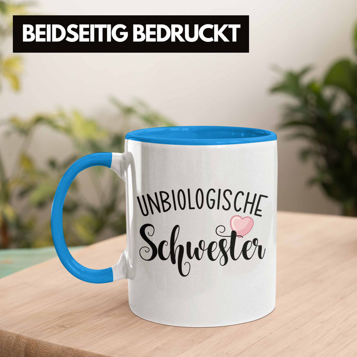 Beste Freundin Tasse Geschenk Unbiologische Schwestern Bff Set Kaffee-Tasse Blau Trendation