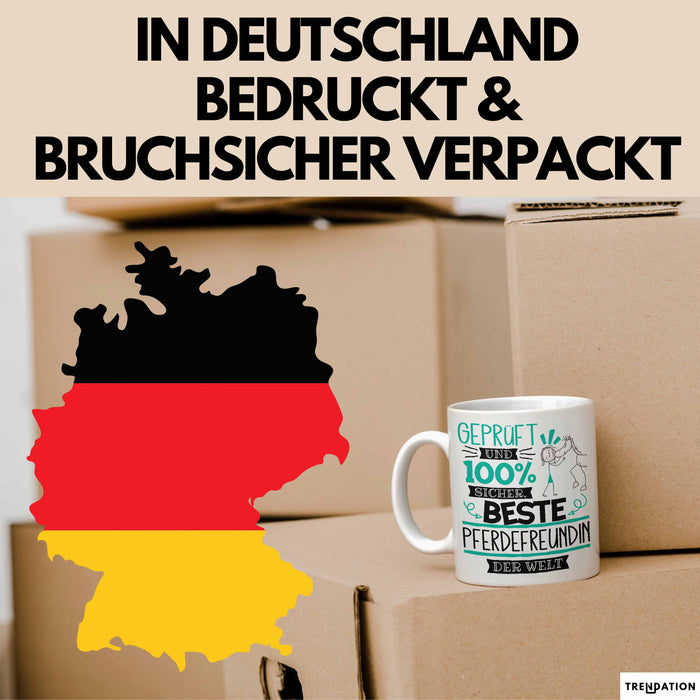 Beste Pferdefreundin Der Welt Tasse Geschenk für Eine Pferdefreundin Geprüft Und Sicher Geschenkidee Geburtstag Weihnachten Weiß Trendation