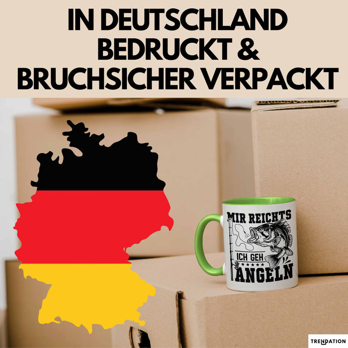Mir Reichts Ich Geh Angeln Tasse Geschenk Für Angler Kaffee-Becher Grün Trendation