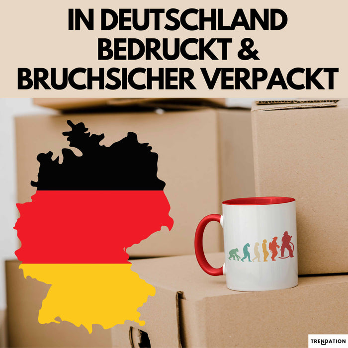 Feuerwehrmann Tasse Geschenk Evolution Geschenkidee Freiwillige Feuerwehr Rot Trendation