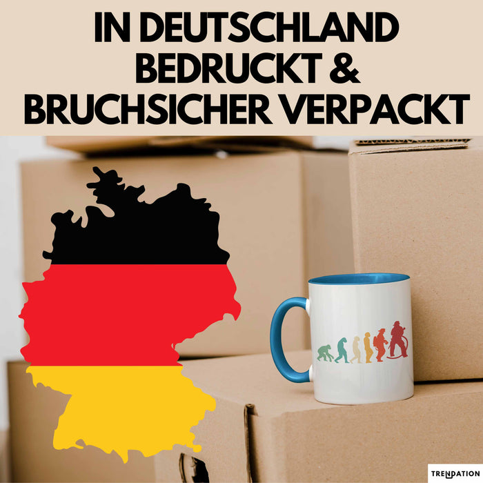 Feuerwehrmann Tasse Geschenk Evolution Geschenkidee Freiwillige Feuerwehr Blau Trendation