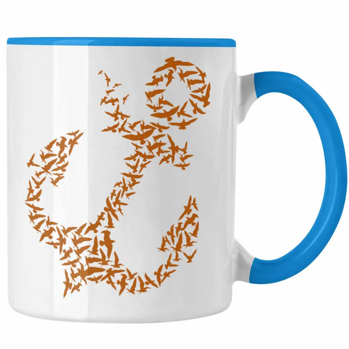 Tasse für Segler Geschenke Männer Tasse Geschenkideen Zubehör Gadgeds Segeln Lustig Anker Grafik Kapitän Blau Trendation