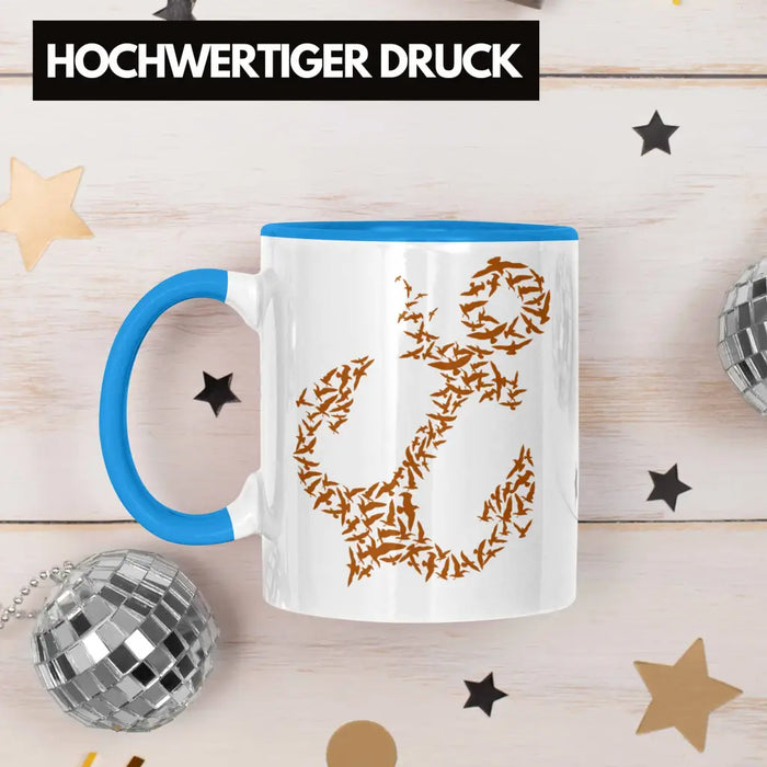 Tasse für Segler Geschenke Männer Tasse Geschenkideen Zubehör Gadgeds Segeln Lustig Anker Grafik Kapitän Blau Trendation