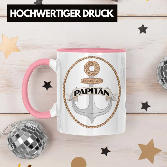 Tasse für Segler Geschenke Männer Tasse Geschenkideen Zubehör Gadgeds Segeln Lustig Anker Grafik Kapitän Papa Rosa Trendation